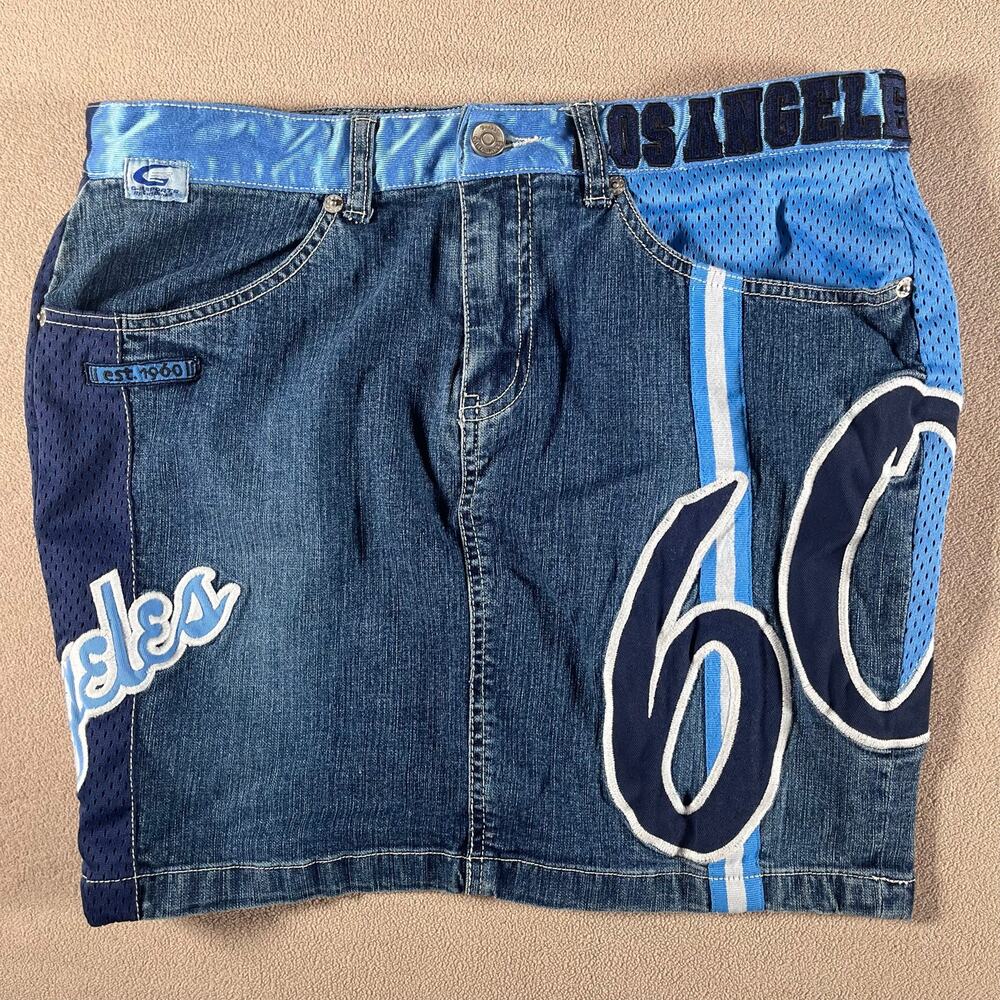 Y2K VTG RARE Mini Demin Skirt, LA Lakers Jersey Details Size Women's Large